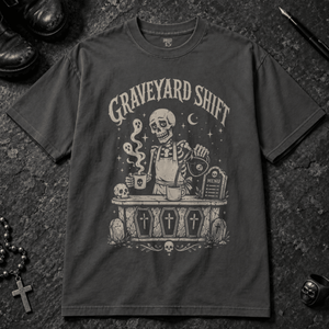 Graveyard Shift T-shirt - Graphite - S - Inked 13 - Unisex alternative tattoo apparel.