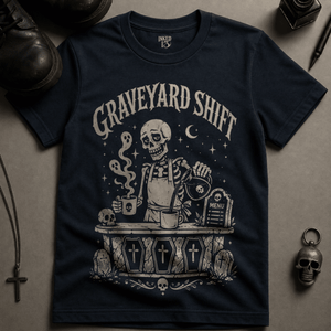 Graveyard Shift T-shirt - True Navy - S - Inked 13 Ltd Unisex alternative tattoo apparel