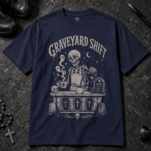 Graveyard Shift T-shirt - True Navy - S - Inked 13 - Unisex alternative tattoo apparel.