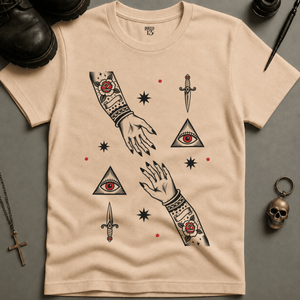 Hand Occult Design T-shirt - Ivory - S - Inked 13 Ltd Unisex alternative tattoo apparel