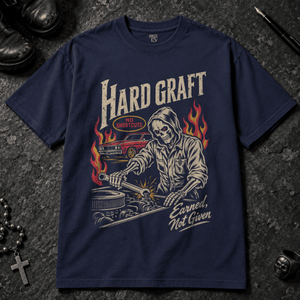 Hard Graft T-shirt - True Navy - S - Inked 13 Ltd Unisex alternative tattoo apparel