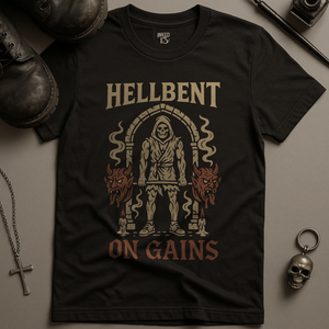 Hellbent On Gains T-Shirt - Black - S - Inked 13 Ltd