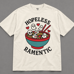 Hopeless Ramantic T-shirt - Ivory - S - Inked 13 Ltd Unisex alternative tattoo apparel
