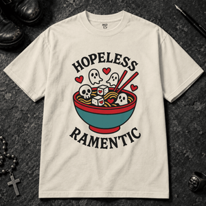 Hopeless Ramantic T-shirt - Ivory - S - Inked 13 - Unisex alternative tattoo apparel.