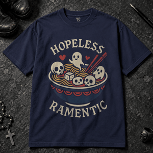 Hopeless Ramantic T-shirt - True Navy - S - Inked 13 - Unisex alternative tattoo apparel.