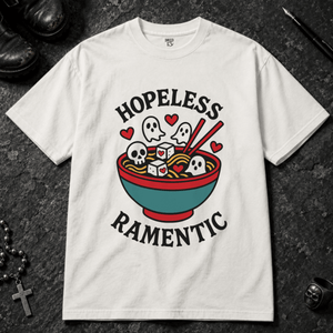 Hopeless Ramantic T-shirt - White - S - Inked 13 - Unisex alternative tattoo apparel.
