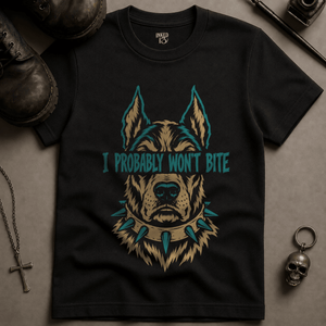 I Probably Won't Bite T-shirt - Black - S - Inked 13 Ltd Unisex alternative tattoo apparel