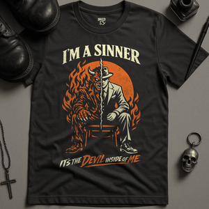 I'm A Sinner T-Shirt - Dark Grey - S - Inked 13 Ltd Unisex alternative tattoo apparel
