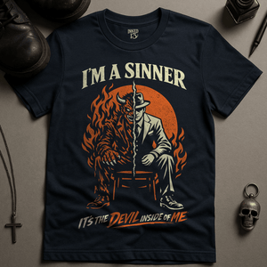I'm A Sinner T-Shirt - Navy - S - Inked 13 Ltd Unisex alternative tattoo apparel