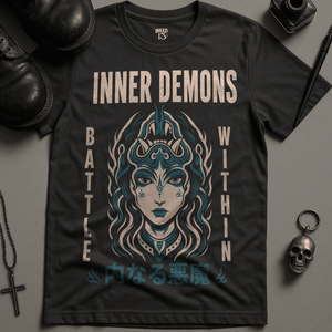 Inner Demons T-Shirt - Dark Grey - S - Inked 13 Ltd Unisex alternative tattoo apparel