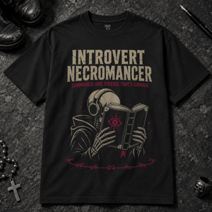 Introvert Necromancer T-shirt - Black - S - Inked 13 - Unisex alternative tattoo apparel.