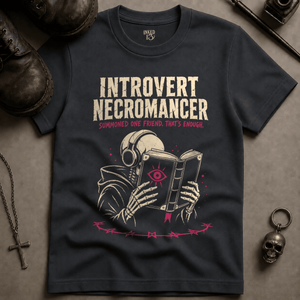 Introvert Necromancer T-shirt - Graphite - S - Inked 13 Ltd Unisex alternative tattoo apparel