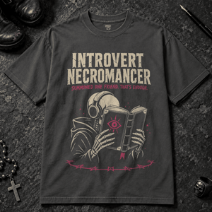 Introvert Necromancer T-shirt - Graphite - S - Inked 13 - Unisex alternative tattoo apparel.