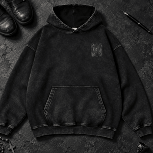 Japanese Animals Skateboard Washed Hoodie - Black Beauty - S - Inked 13 Ltd Unisex alternative tattoo apparel