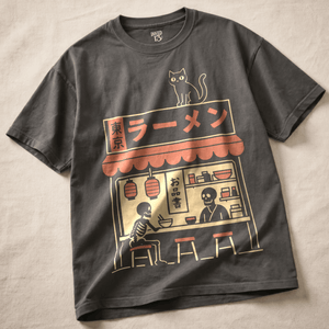 Japanese Bar Heavyweight T-shirt - Pepper - M - Inked 13 Ltd Unisex alternative tattoo apparel