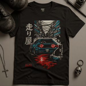 Japanese Street Racer T-Shirt - Black - S - Inked 13 Ltd