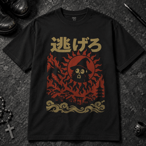 Japanese Wizard Run T-shirt - Black - S - Inked 13 - Unisex alternative tattoo apparel.