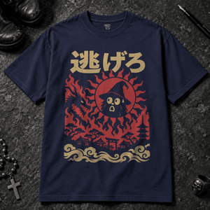 Japanese Wizard Run T-shirt - True Navy - S - Inked 13 - Unisex alternative tattoo apparel.