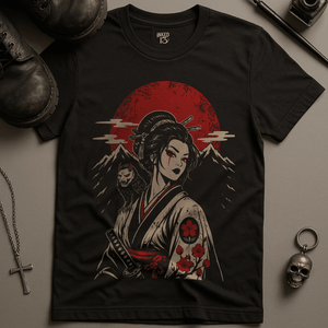 Japanese Woman Oni Crow T-Shirt - Black - S - Inked 13 Ltd Unisex alternative tattoo apparel