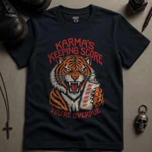 Karma Tiger T-shirt - True Navy - S - Inked 13 Ltd Unisex alternative tattoo apparel