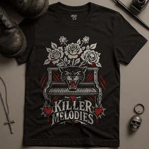 Killer Melodies Panther T-Shirt - Black - S - Inked 13 Ltd Unisex alternative tattoo apparel