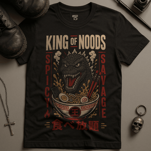 King Of Noods Dinosaur T-Shirt - Black - S - Inked 13 Ltd Unisex alternative tattoo apparel