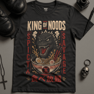 King Of Noods Dinosaur T-Shirt - Dark Grey - S - Inked 13 Ltd Unisex alternative tattoo apparel