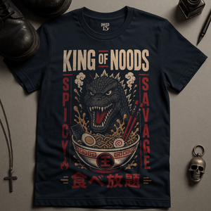 King Of Noods Dinosaur T-Shirt - Navy - S - Inked 13 Ltd Unisex alternative tattoo apparel
