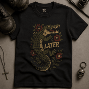Later Alligator T-shirt (New Style) - Black - S - Inked 13 Ltd Unisex alternative tattoo apparel