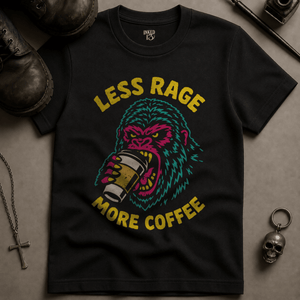 Less Rage More Coffee (New Style) T-shirt - Black - S - Inked 13 Ltd Unisex alternative tattoo apparel