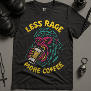 Less Rage More Coffee T-Shirt - Dark Grey - S - Inked 13 Ltd Unisex alternative tattoo apparel