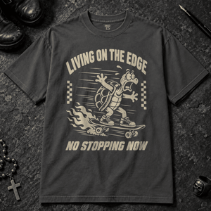 Living On The Edge Turtle T-shirt - Graphite - S - Inked 13 - Unisex alternative tattoo apparel.