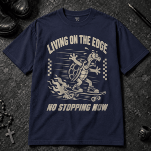 Living On The Edge Turtle T-shirt - True Navy - S - Inked 13 - Unisex alternative tattoo apparel.