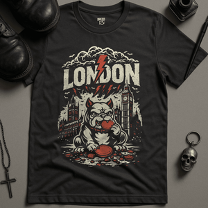 London Bulldog T-Shirt - Dark Grey - S - Inked 13 Ltd Unisex alternative tattoo apparel