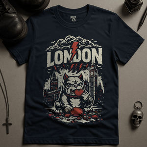 London Bulldog T-Shirt - Navy - S - Inked 13 Ltd Unisex alternative tattoo apparel