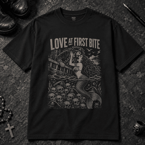 Love At First Bite T-shirt - Black - S - Inked 13 - Unisex alternative tattoo apparel.