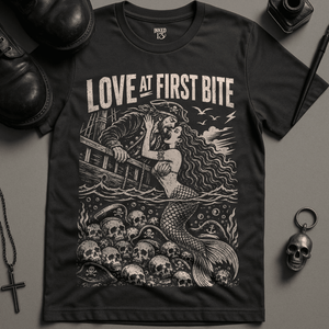 Love At First Bite T-Shirt - Dark Grey - S - Inked 13 Ltd Unisex alternative tattoo apparel