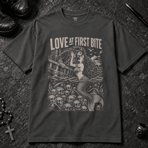 Love At First Bite T-shirt - Graphite - S - Inked 13 - Unisex alternative tattoo apparel.