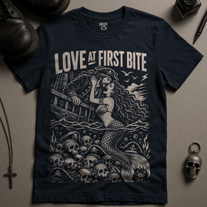 Love At First Bite T-Shirt - Navy - S - Inked 13 Ltd Unisex alternative tattoo apparel