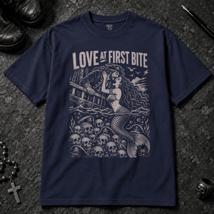 Love At First Bite T-shirt - True Navy - S - Inked 13 - Unisex alternative tattoo apparel.