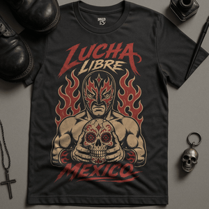 Lucha Libre Mexico T-Shirt - Dark Grey - S - Inked 13 Ltd Unisex alternative tattoo apparel