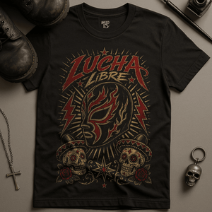 Lucha Libre T-Shirt - Black - S - Inked 13 Ltd Unisex alternative tattoo apparel