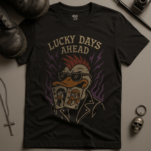 Lucky Days Ahead Duck T-Shirt - Black - S - Inked 13 Ltd
