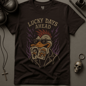 Lucky Days Ahead Duck T-Shirt - Brown - S - Inked 13 Ltd
