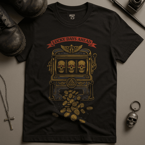 Lucky Days Ahead Slot Machine T-Shirt - Black - S - Inked 13 Ltd Unisex alternative tattoo apparel