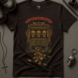 Lucky Days Ahead Slot Machine T-Shirt - Brown - S - Inked 13 Ltd Unisex alternative tattoo apparel