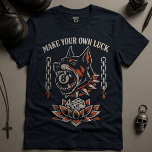 Make Your Own Luck Dog T-Shirt - Navy - S - Inked 13 Ltd Unisex alternative tattoo apparel