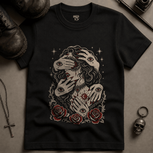 Masquerade Occult Woman (New Style) T-shirt - Black - S - Inked 13 Ltd Unisex alternative tattoo apparel