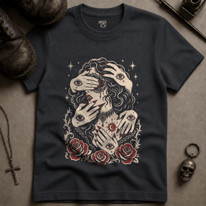 Masquerade Occult Woman (New Style) T-shirt - Graphite - S - Inked 13 Ltd Unisex alternative tattoo apparel