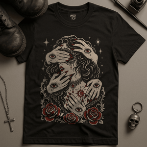 Masquerade Occult Woman T-Shirt - Black - S - Inked 13 Ltd Unisex alternative tattoo apparel
